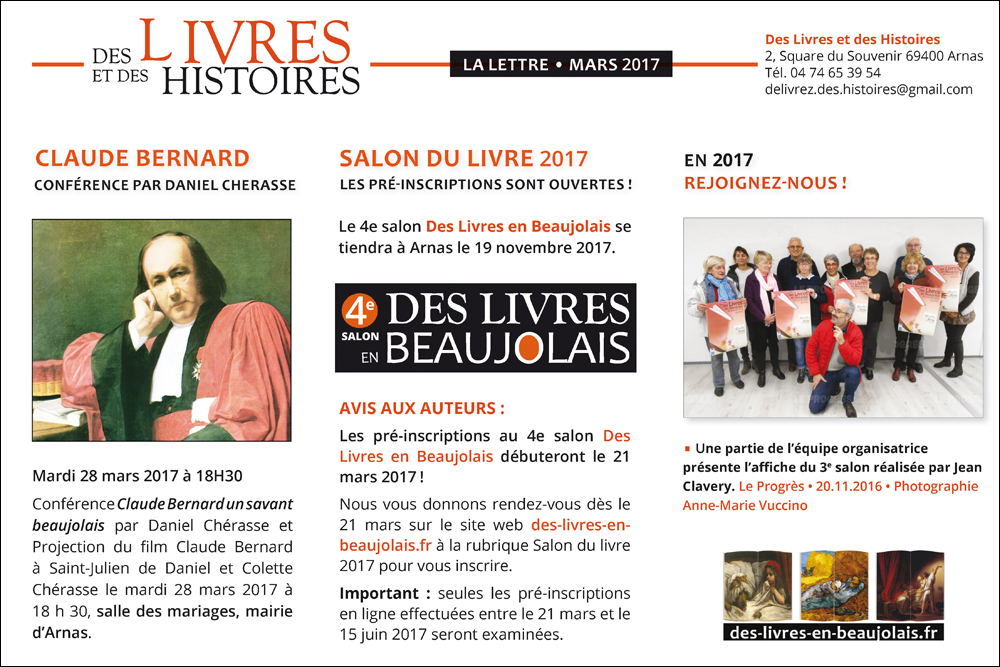 Newsletter Salon Des Livres en Beaujolais Mars 2017