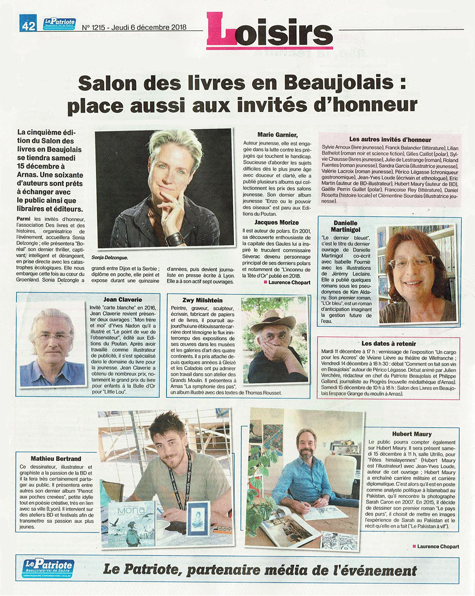 Des livres en Beaujolais : les invités d'honneur en 2018 - Le Patriote